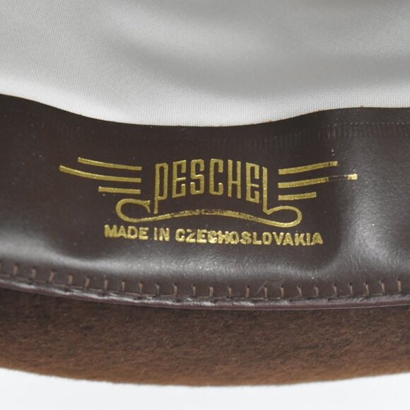 Vintage Peschel Brown Fedora Hat Mens M Wool Felt Made In Czechoslovakia - Picture 8 of 11